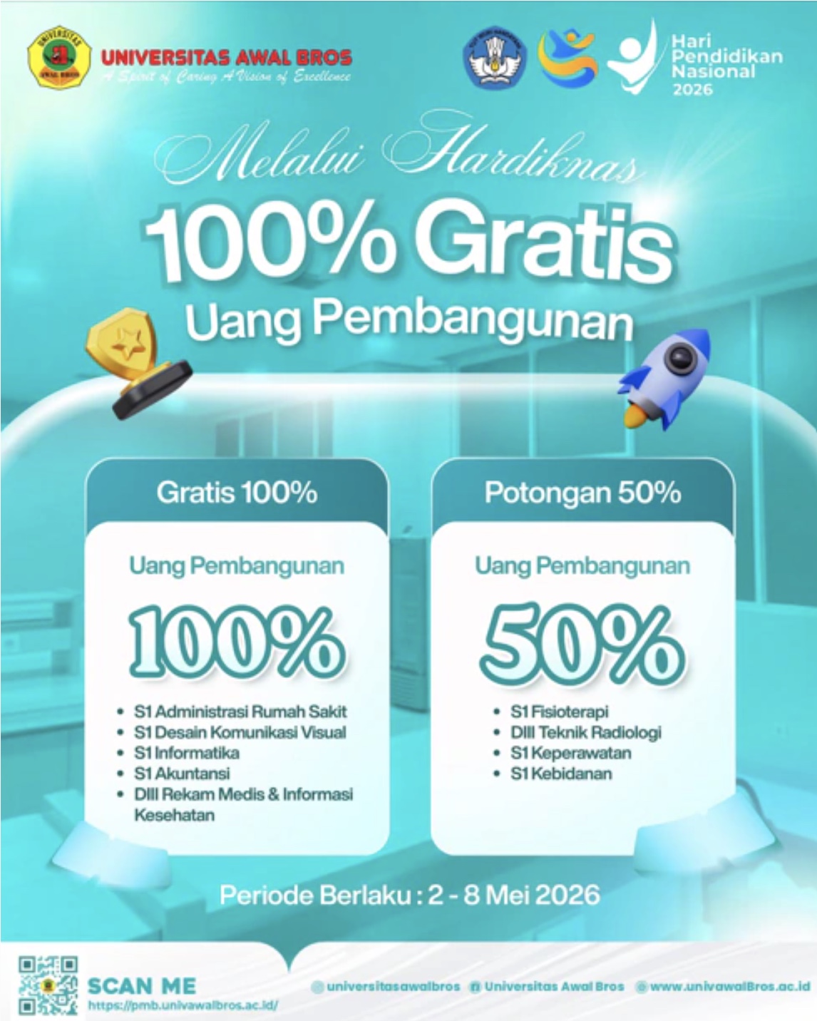 Spesial Hardiknas 2026: Kuliah di UAB Bebas Uang Pembangunan Hingga 100%!